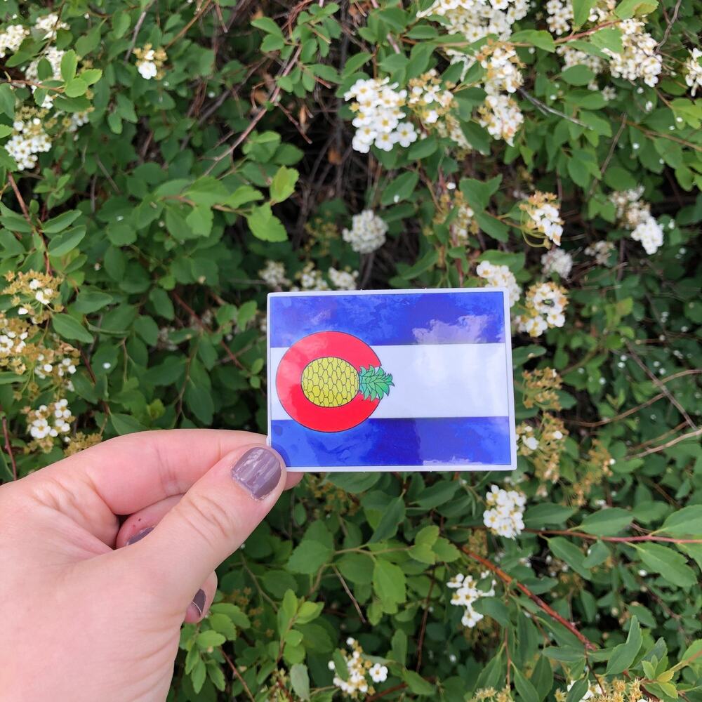 Colorado Flag Pineapple Sticker: Glossy Vinyl Laptop Decal